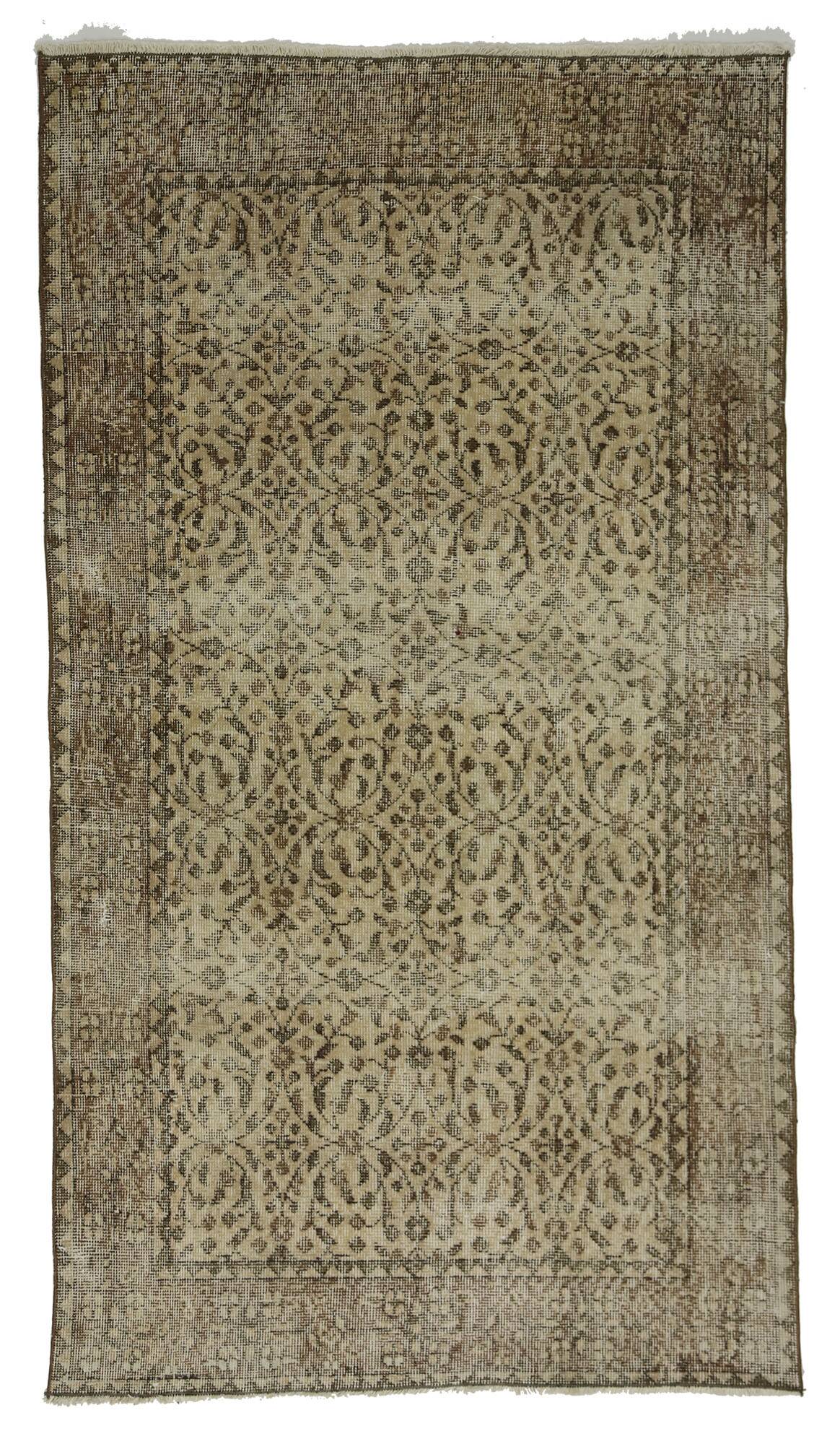 Turkish Anatolian Handmade Vintage Area Rug 201 cm x 114 cm
