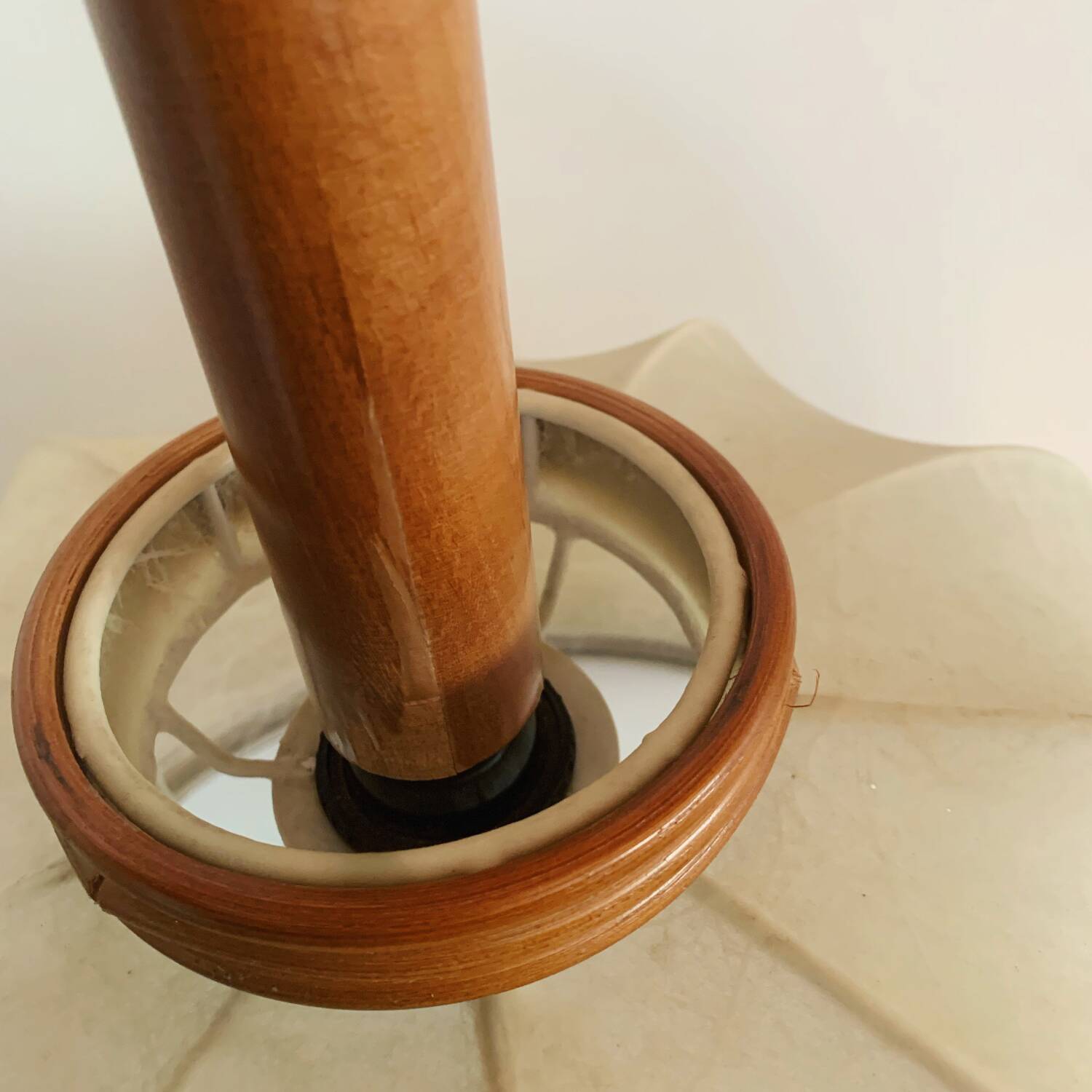 Vintage leather and rattan pendant light