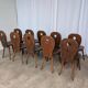 8 chaises brutalistes vintage en bois