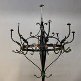 Polychrome Wrought Iron Coat Rack and Umbrella Stand