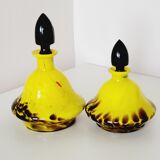 2 flacons art déco en verre jaune et marron Franz Welz