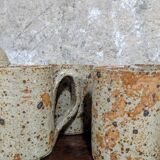 Set of 6 stoneware cups and a pitcher