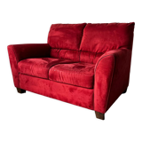 Vintage Red Velour Sofa, Ikea 1990s