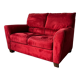 Vintage Red Velour Sofa, Ikea 1990s