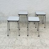 Set of 4 vintage grey chrome Formica stools.