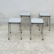 Set of 4 vintage grey chrome Formica stools.