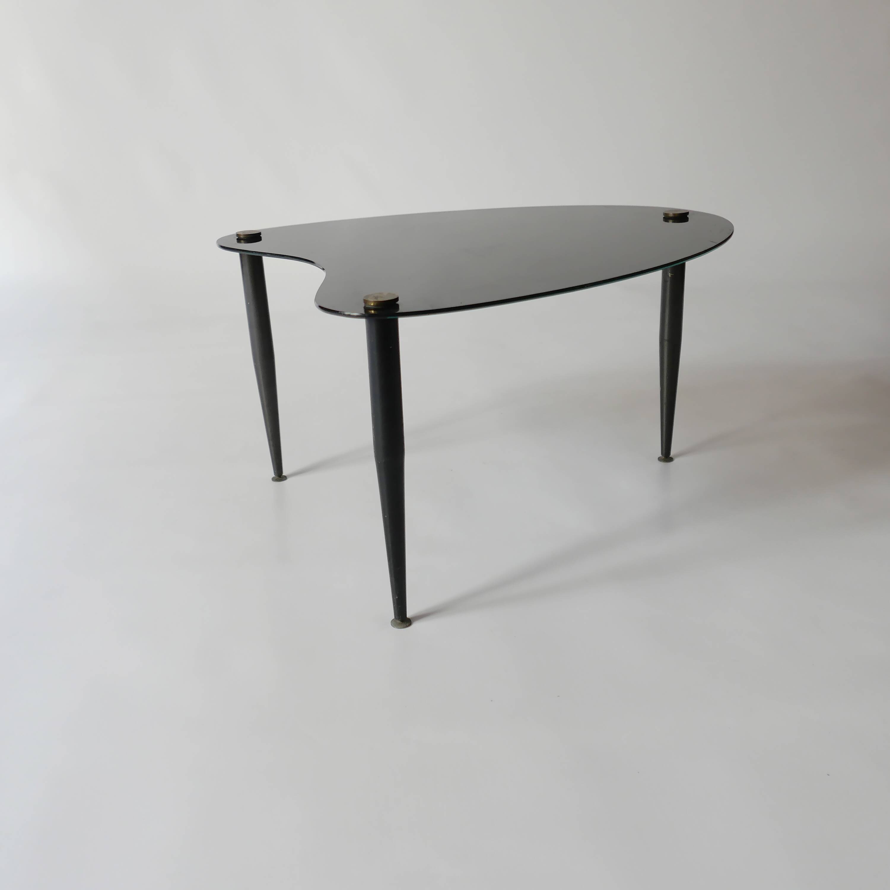 side table black glass free form 1950s 1970s Guariche