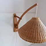 Adjustable wooden wall lamp 1960s by Pokrok Žilina, Czechoslovakia.