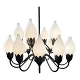 Mid-Century 18-Arm Tulip Pendant Chandelier by Fog & Mørup, Denmark