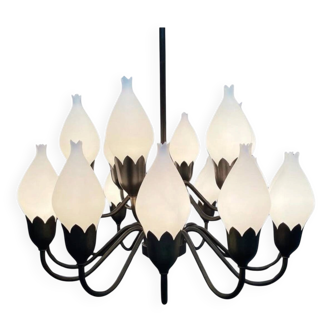 Mid-Century 18-Arm Tulip Pendant Chandelier by Fog & Mørup, Denmark