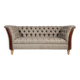 Chesterfield sofa in leather, fabric and wood