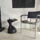 Sofa end in solid wood monoxyl organic shape black color