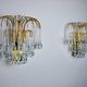 Pair of Venini "drops" wall lights, 3 levels, murano glass, Italy, 1970