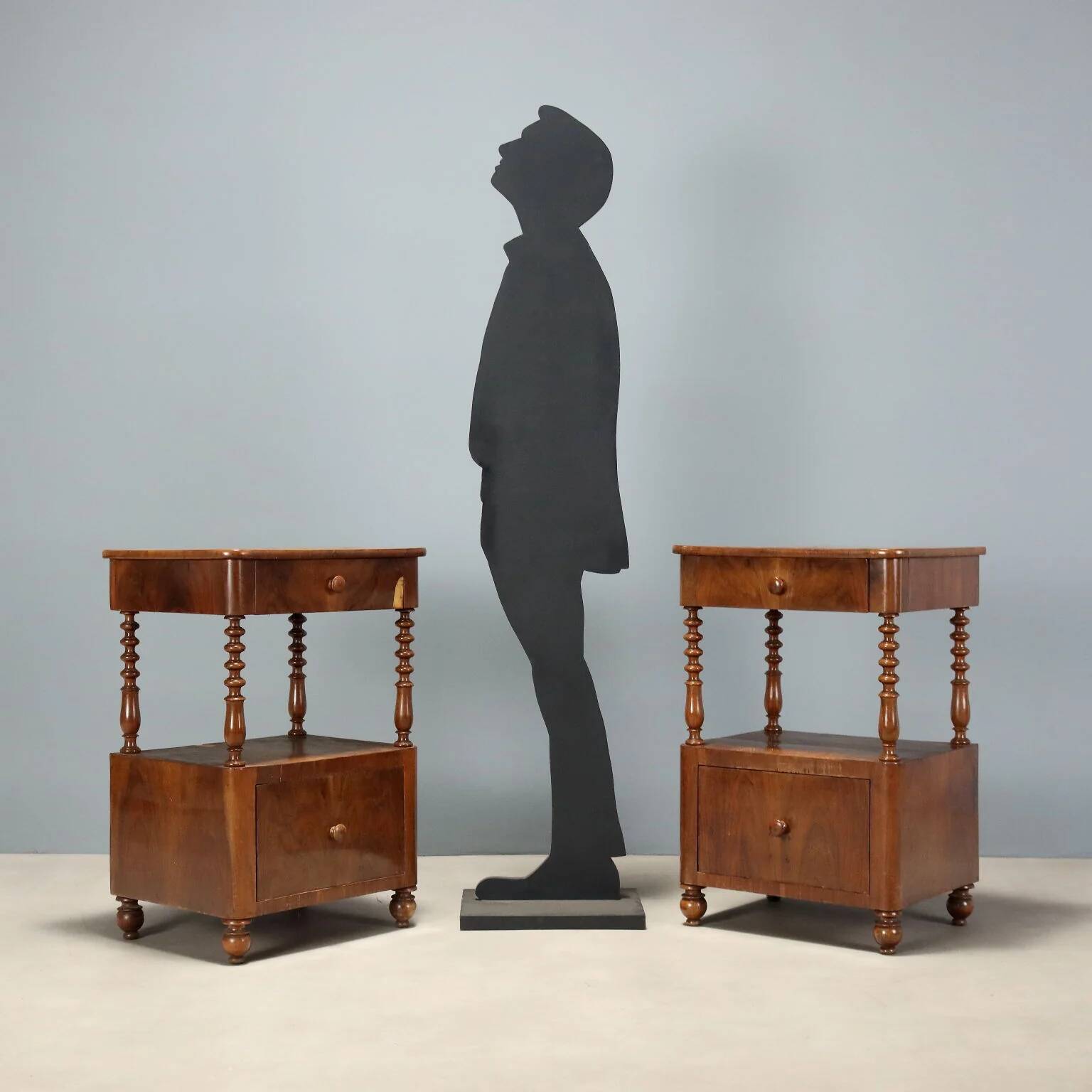 Pair of Louis-Philippe bedside tables in walnut.