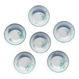 Set of 6 old Sainte Amandinoise earthenware plates with lily of the valley decor