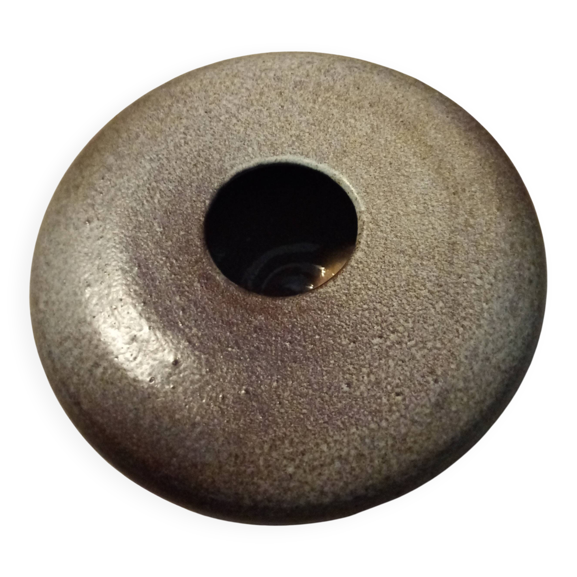 Spherical stoneware vase. Signed Pougeoise grey mouse.