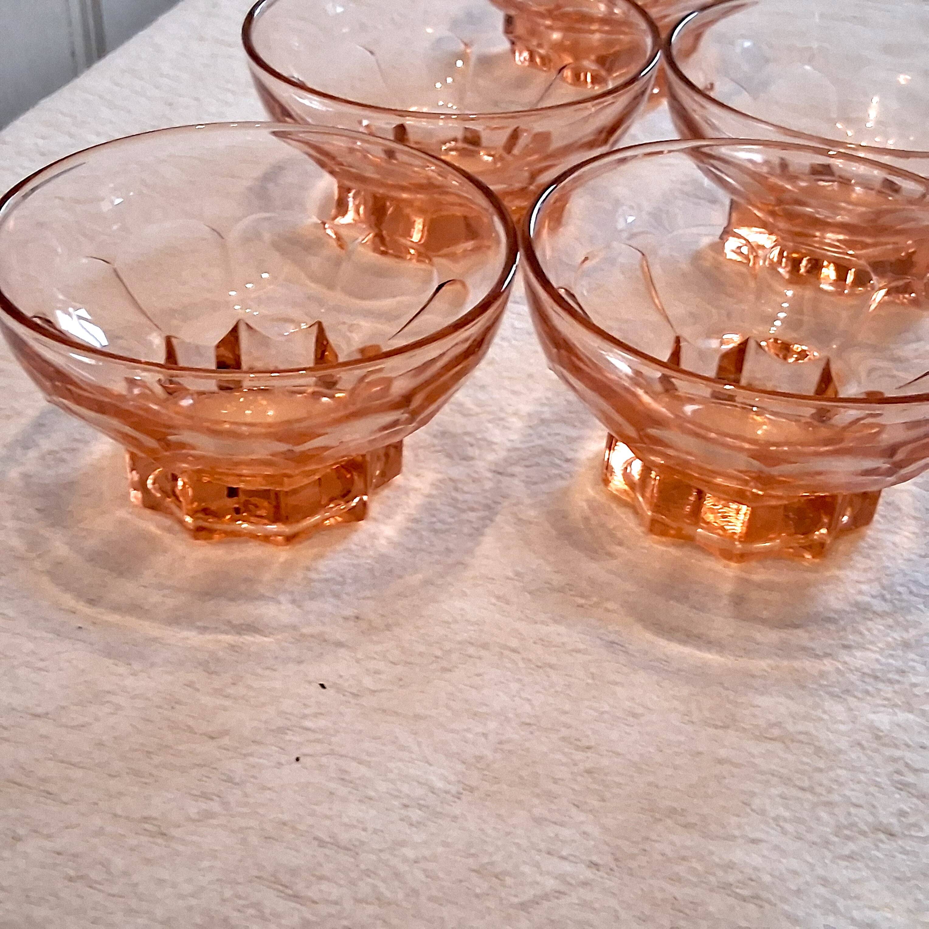 5 vintage thick glass ice cream or champagne coupes