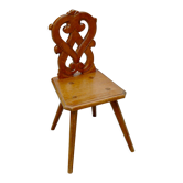 Alsatian chair child carved backrest openwork folk art