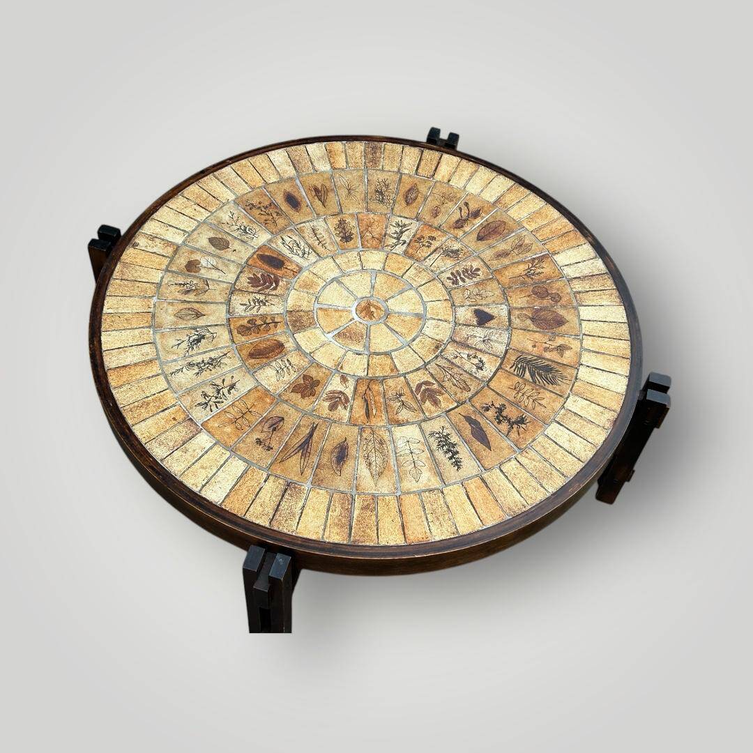 Circular Coffee Table “Les Herbiers” By Roger Capron - Ceramic 1960 Vallauris