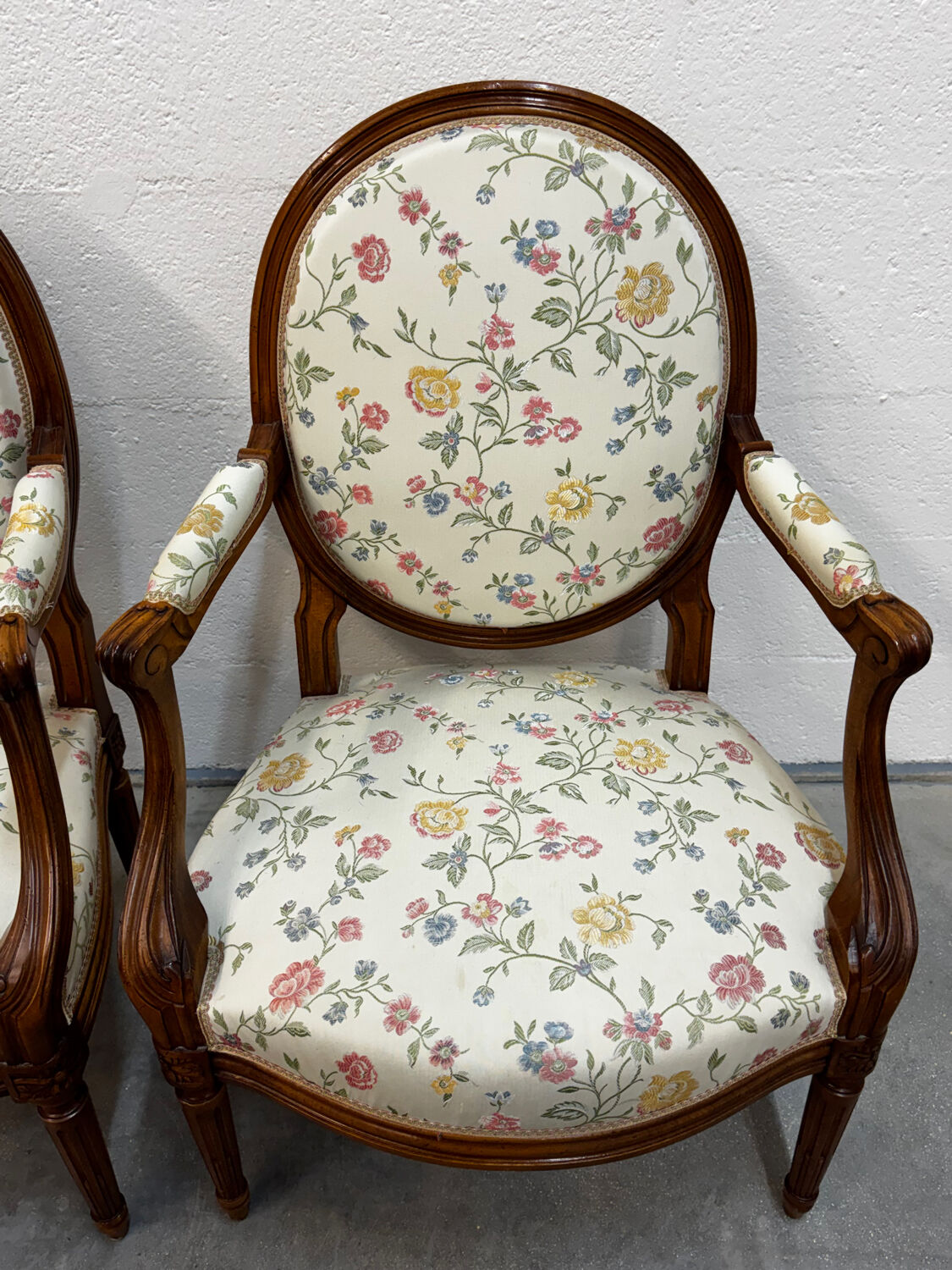 Pair of Louis XVI medallion armchairs