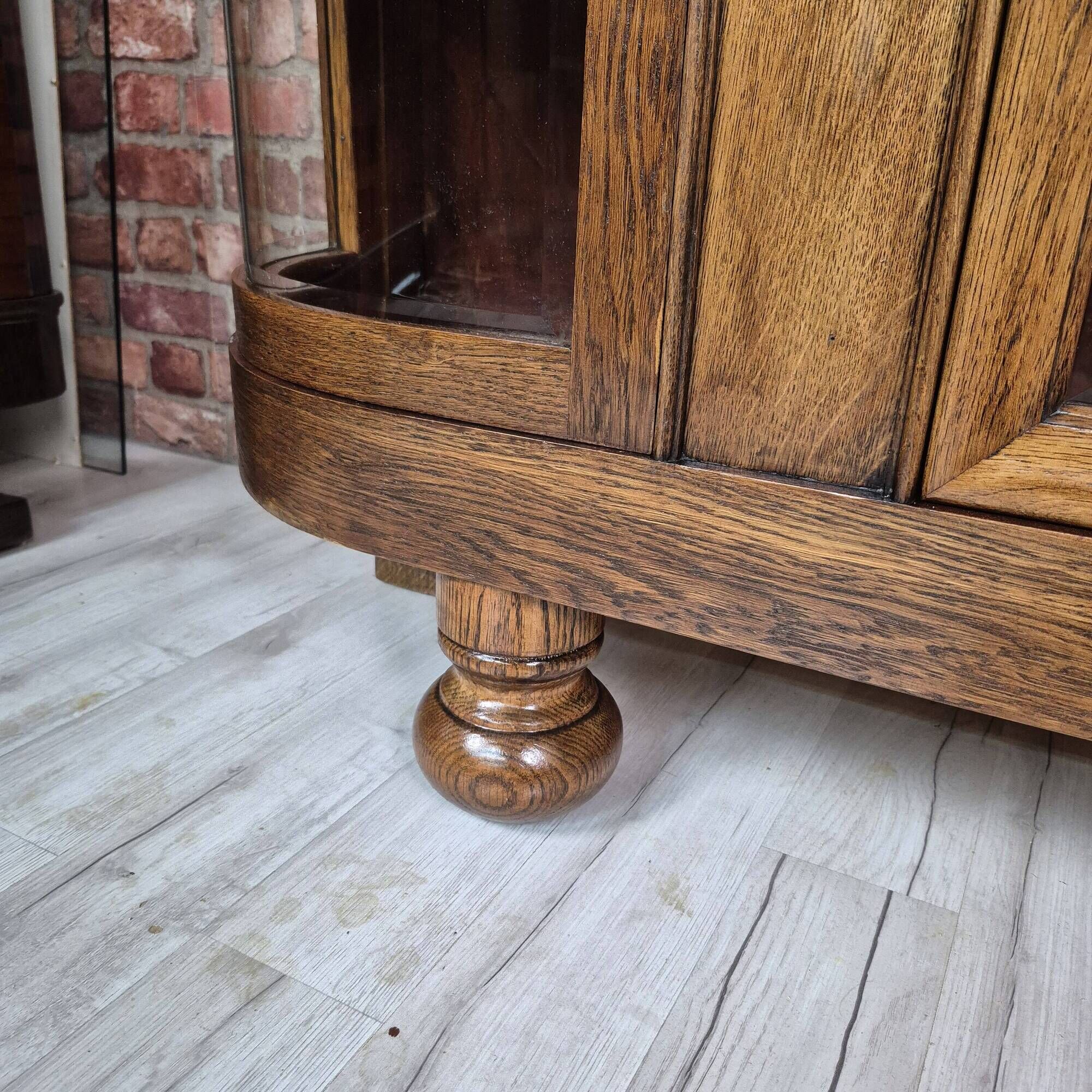 Restored Art Deco Low Display Cabinet TV Console Curved Glass 1930s