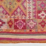 Tapis couloir kilim vintage, Tons pastel rose, bleu et beige, 94x409