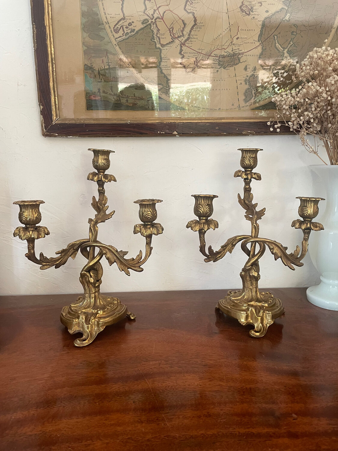 Pair of bronze candlesticks