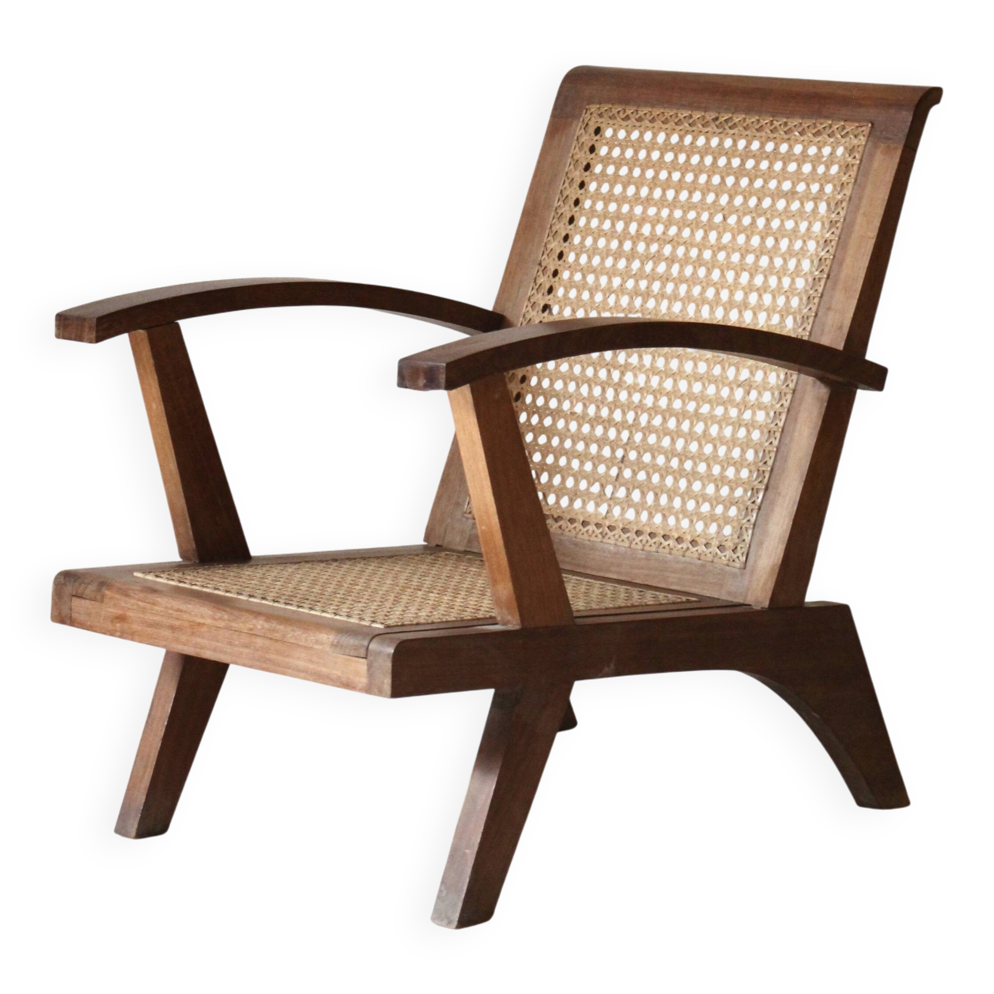 Fauteuil en bois et cannage, 1954