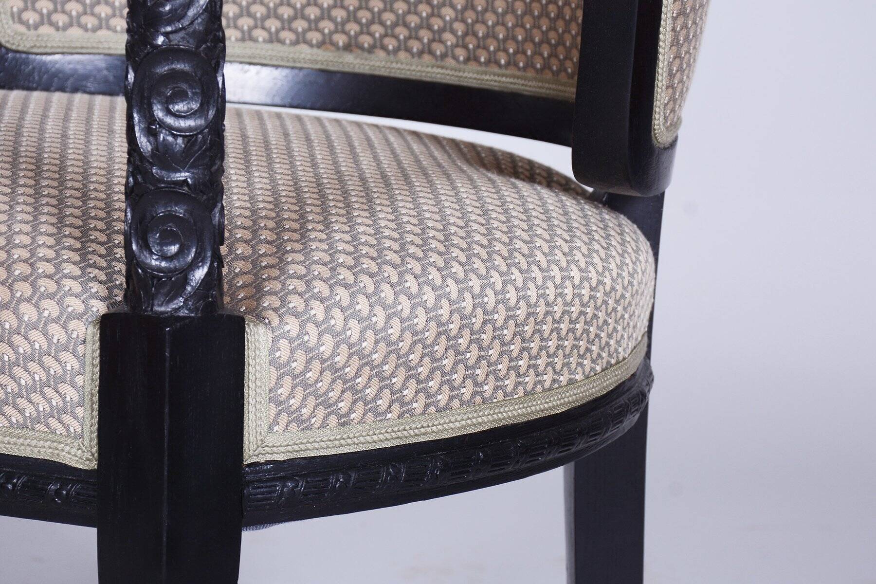 Art Nouveau Livingroom Set in Stained Oak & Upholstery from Wiener Werkstätte, Austria, 1910s, Set of 5