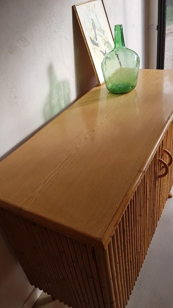 Rattan, wicker and bamboo vintage - bar furniture - feet compass buffet