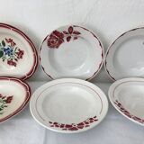 6 vintage faience plates mismatched