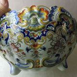Old ceramic pot cover, decoration flowers, Rouen