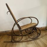 Rocking chair in wood and cane