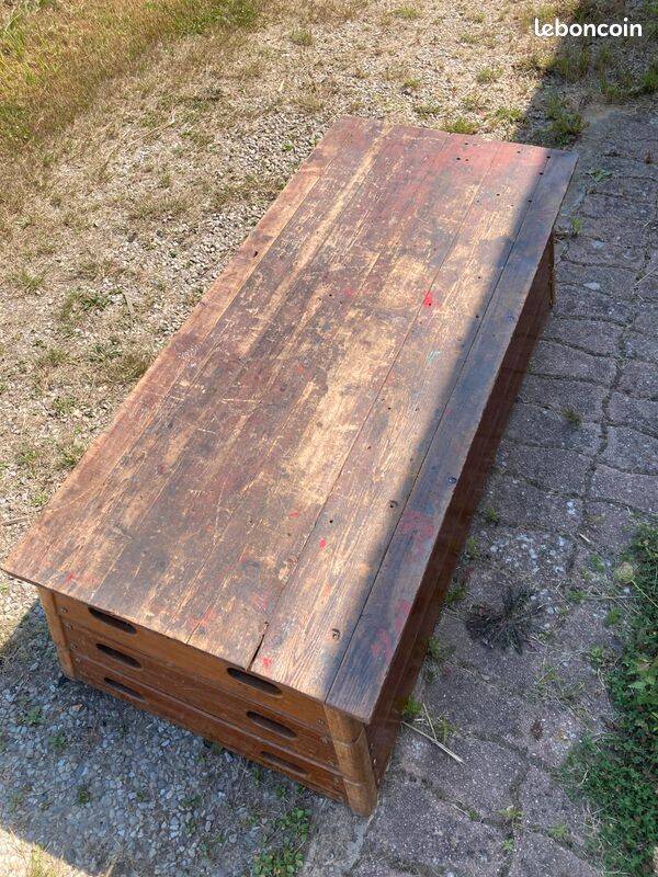 Large vintage wooden chest gymnast plinth