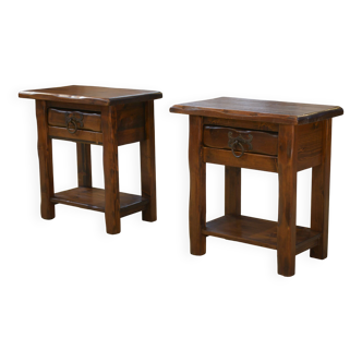 Paire de chevets brutalistes en pin 1960’s