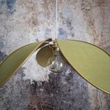 Flower suspension metal structure 6 petals in olive green linen