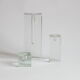 Glass block candlesticks and solifleur vase by Walther glass, Germany 1960s.