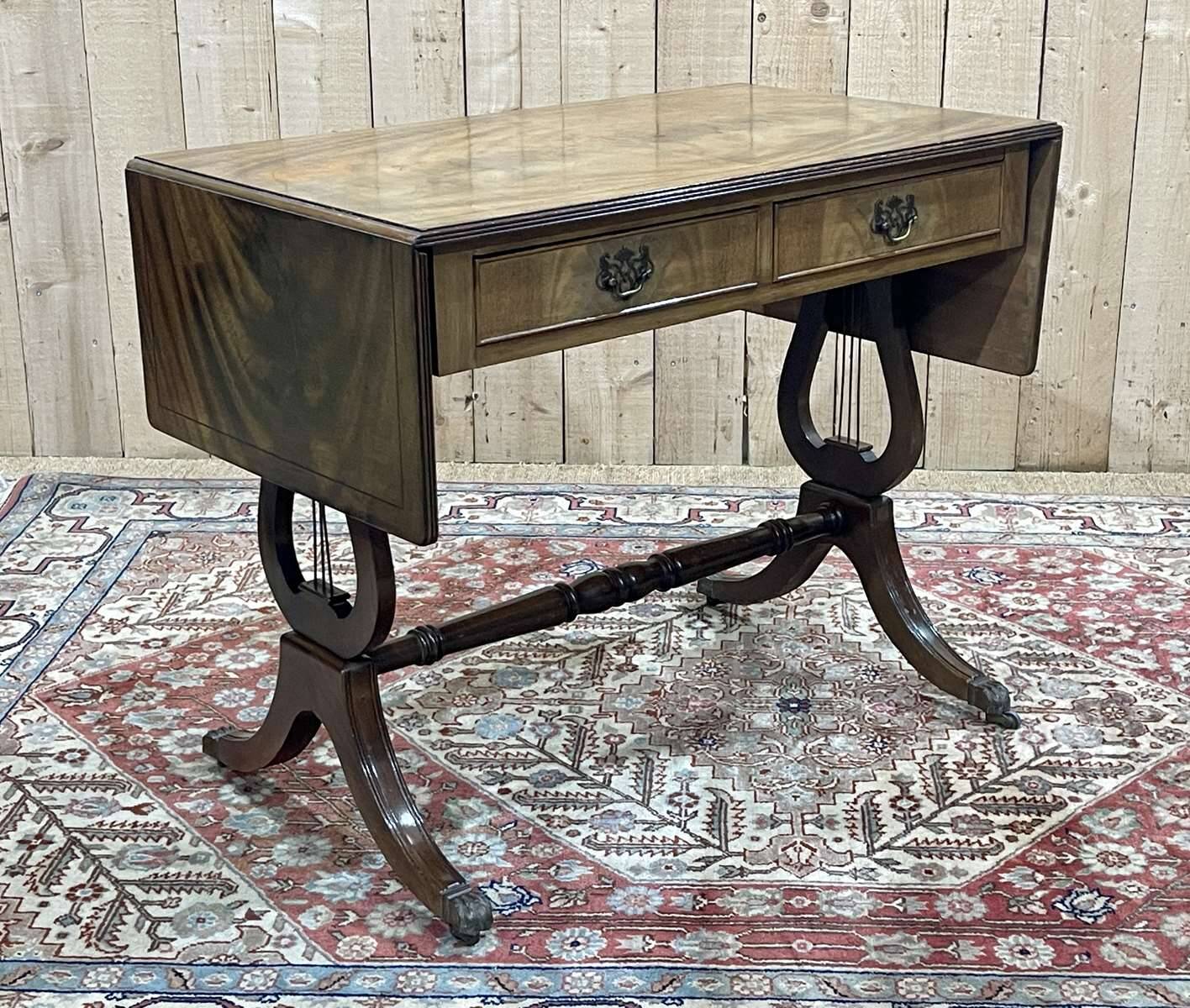 English flat desk with shelves, 1950s work in mahogany