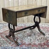 English flat desk with shelves, 1950s work in mahogany