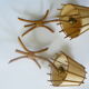 Pair of vintage rattan wall lamps with lampshade