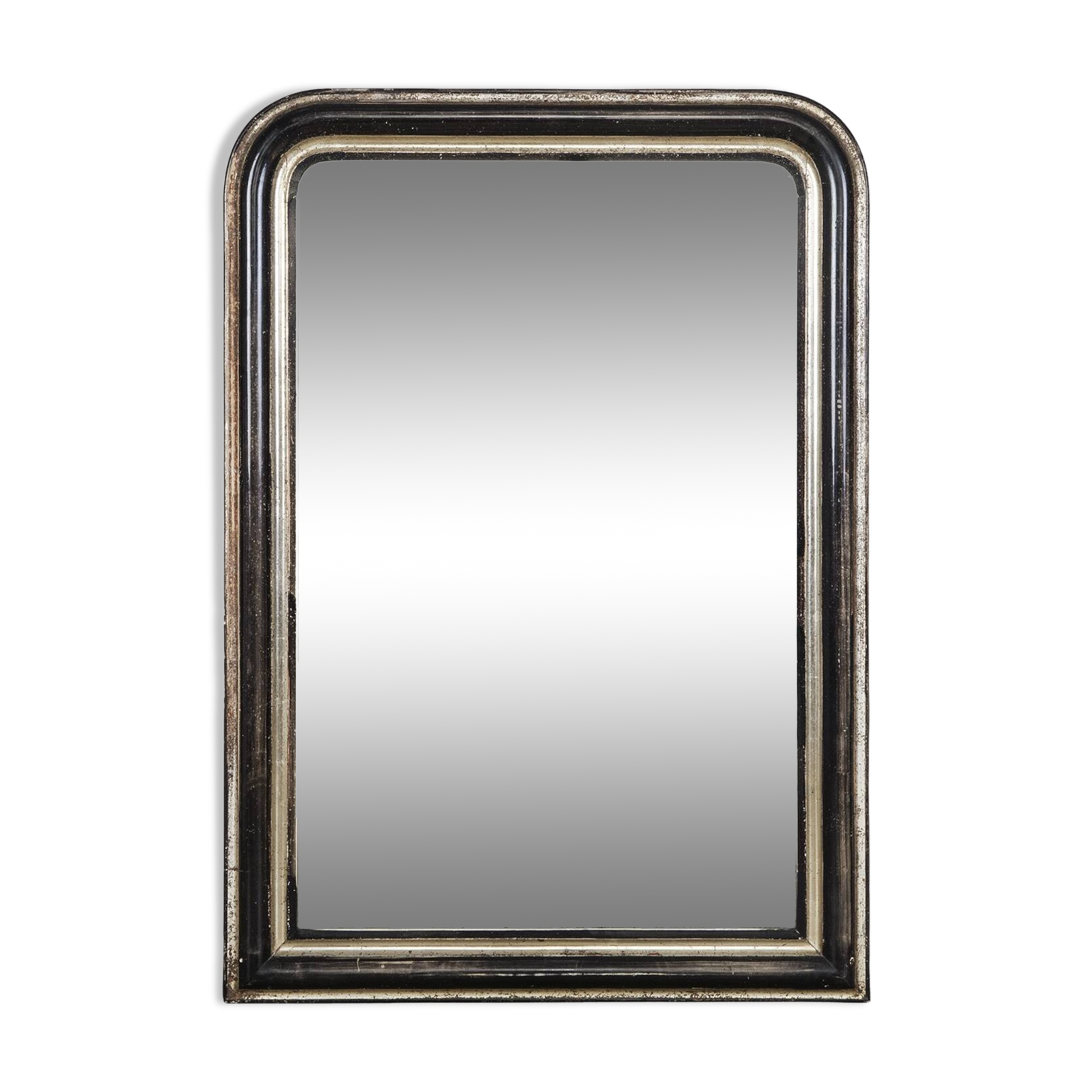 19th C Black and Silver Gold Napoleon III Mirror