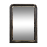 Miroir Napoléon III noir et argent doré du XIXe siècle