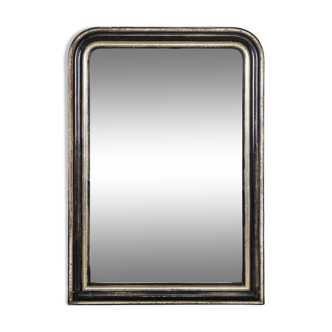 19th C Black and Silver Gold Napoleon III Mirror