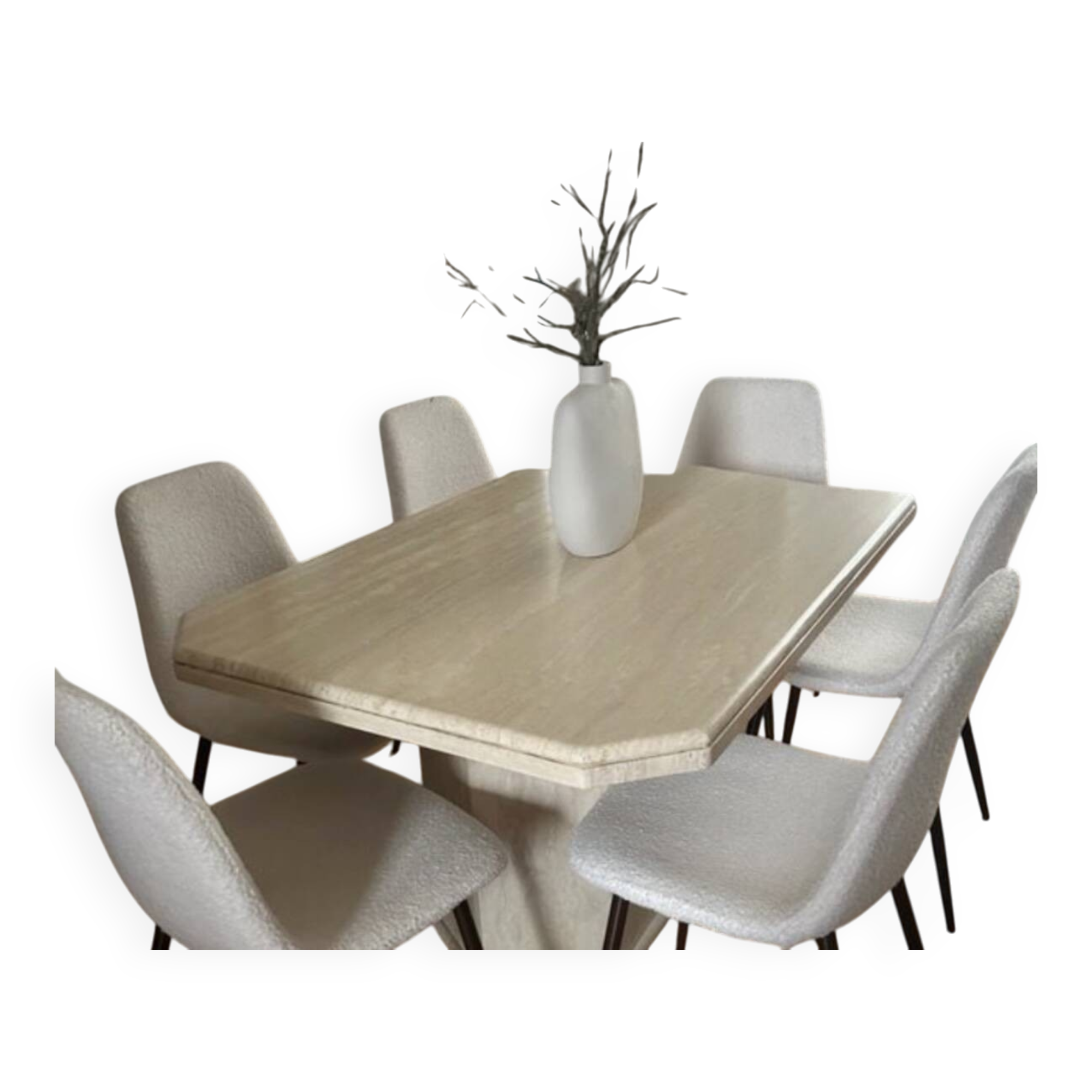 Vintage 180cm travertine dining table