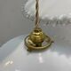Pair of vintage pendant lights in white opaline and transparent serrated edges