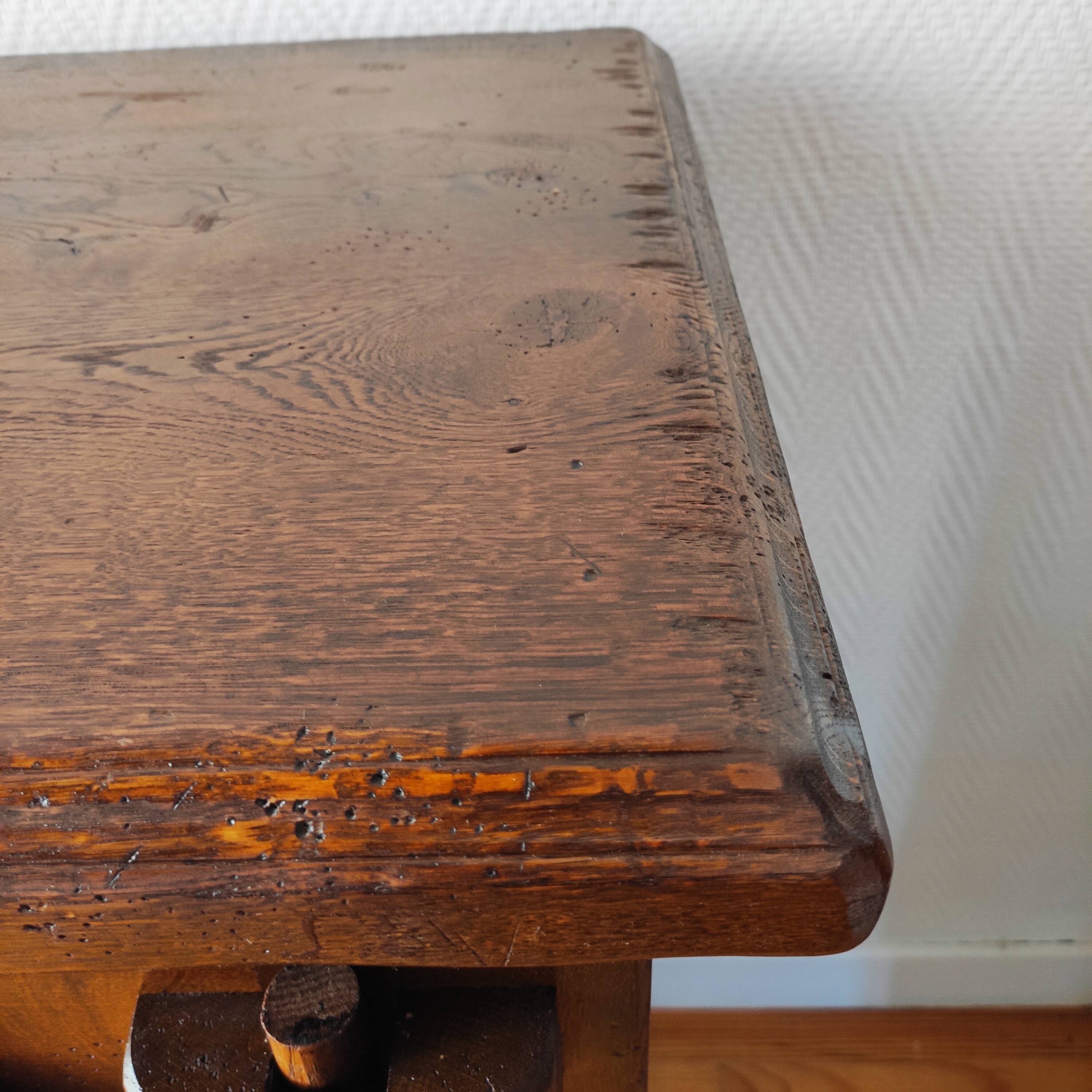 Brutalist buffet French work in solid oak – 1970s