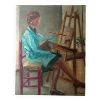 20th century Portrait of a Lady Painting
