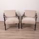 Pair of vintage 80's armchairs in wood and fabric italian design
