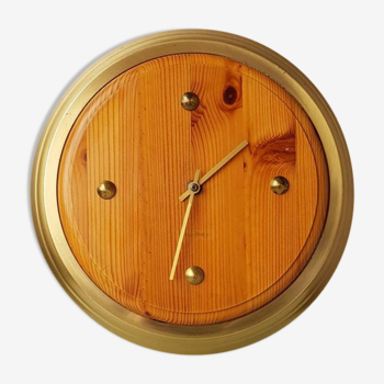 Bony design clock in oak wood 1980s