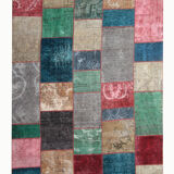 Bold patchwork area rug handwoven oriental wool carpet- 200x300cm
